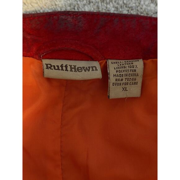 Vintage Ruff Hewn Suede Leather Y2K Moto Biker Retro Jacket, Women's Size XL - Picture 2 of 7